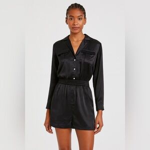 Amanda Uprichard Felix Silk Romper in Black